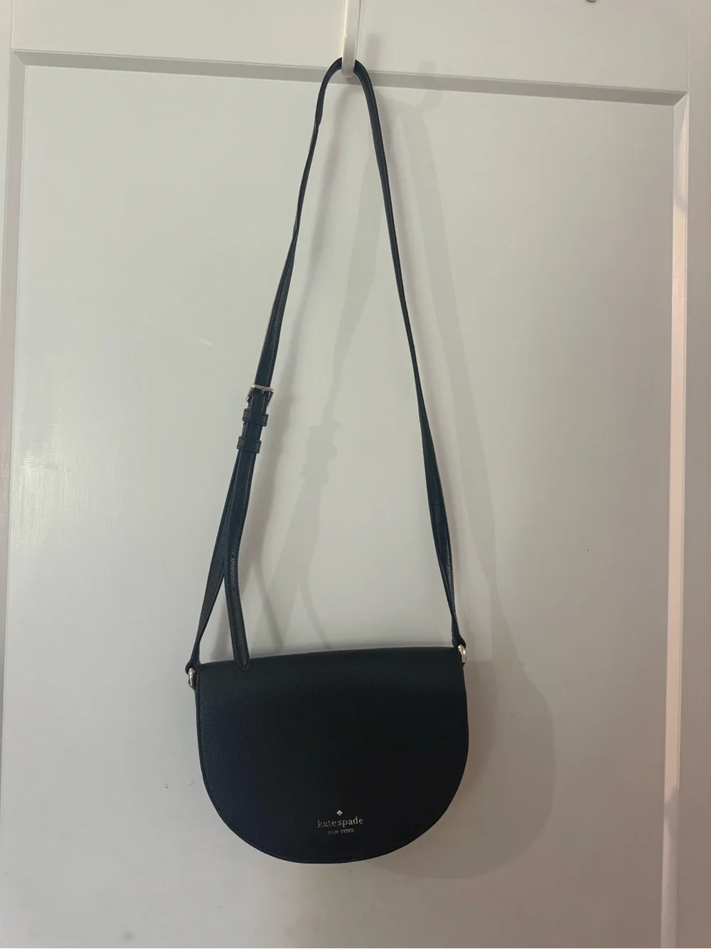 Kate Spade Black Pebbled Leather Saddle Shoulder Bag